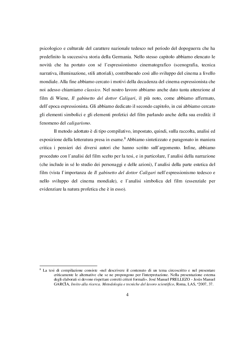 Anteprima della tesi: L'espressionismo tedesco come profezia del nazismo. Il caso de «Il gabinetto del dottor Caligari» (1920) di Robert Wiene, Pagina 4