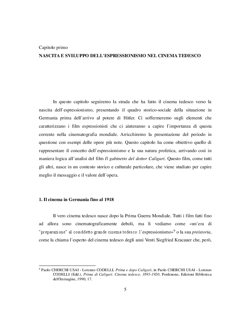 Anteprima della tesi: L'espressionismo tedesco come profezia del nazismo. Il caso de «Il gabinetto del dottor Caligari» (1920) di Robert Wiene, Pagina 5