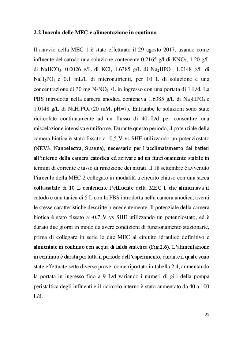 Anteprima della tesi: Denitrificazione autotrofa da acque di falda con sistemi bio-elettrochimici bistadio, Pagina 10