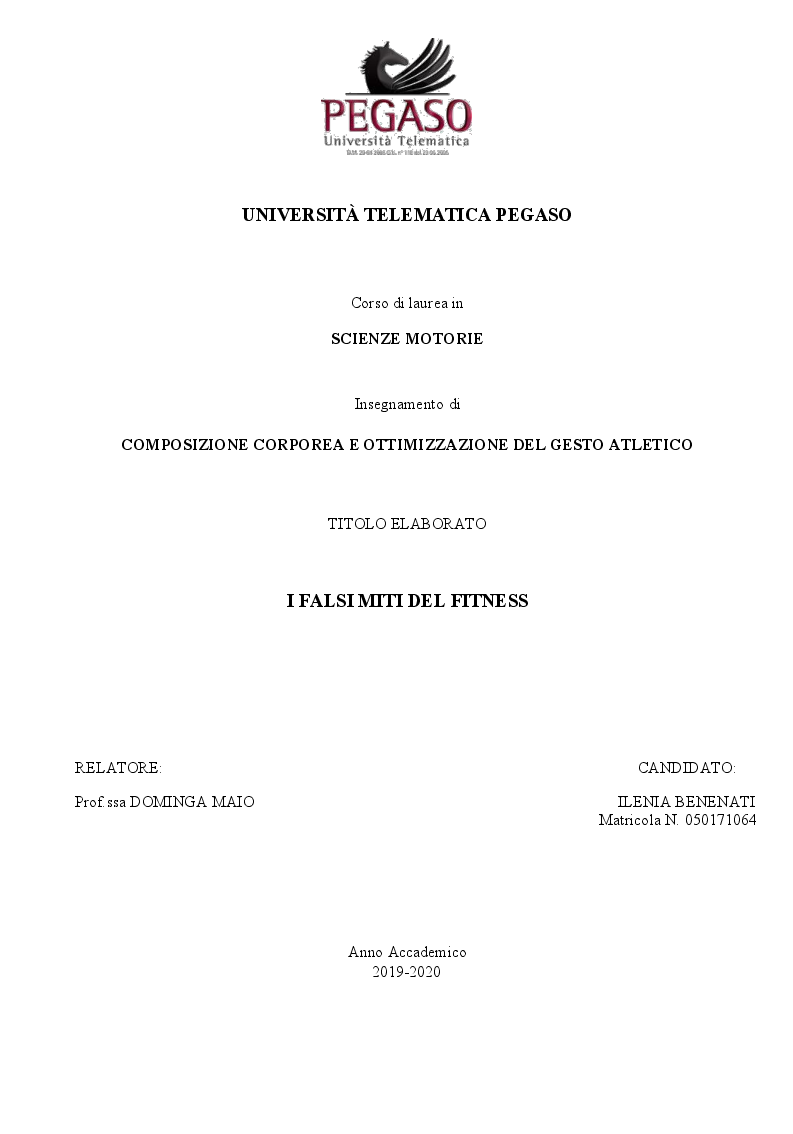 Anteprima della tesi: Falsi miti del fitness, Pagina 1