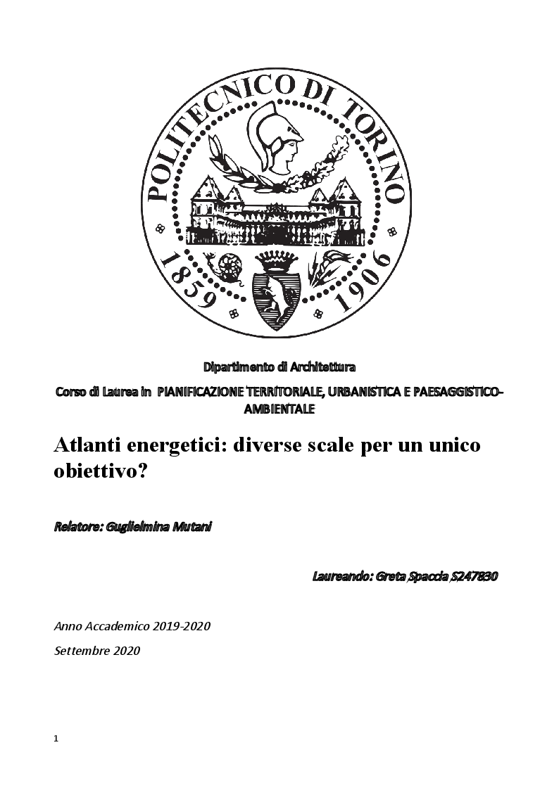 Anteprima della tesi: Atlanti energetici: diverse scale per un unico obiettivo?, Pagina 1