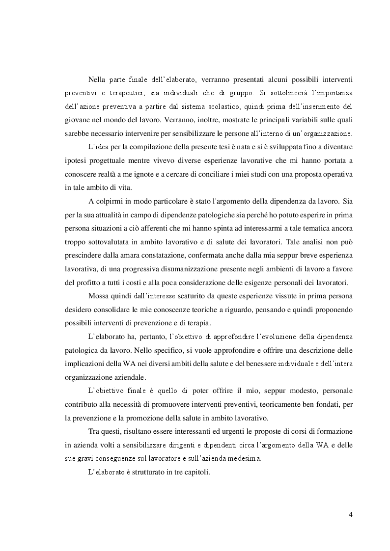 Anteprima della tesi: Quando il lavoro diventa una dipendenza. Interventi preventivi e terapeutici nella ''work addiction''., Pagina 3