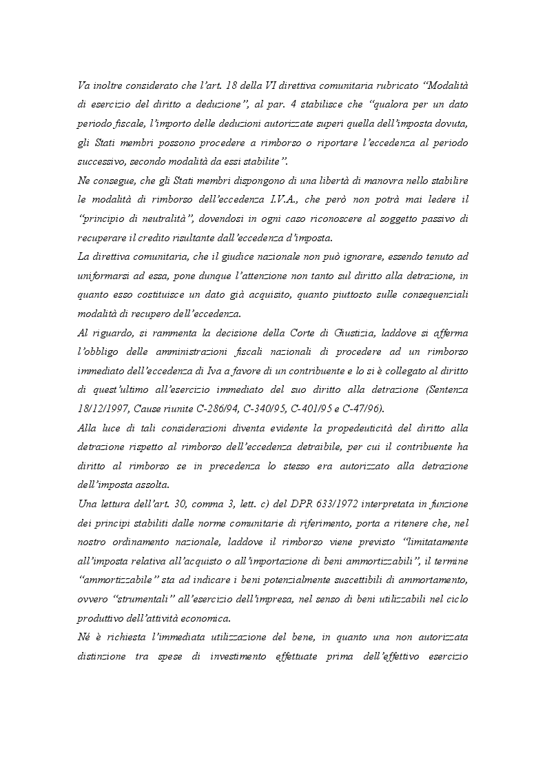 Anteprima della tesi: IVA su beni di terzi: rimborso o detrazione?, Pagina 5