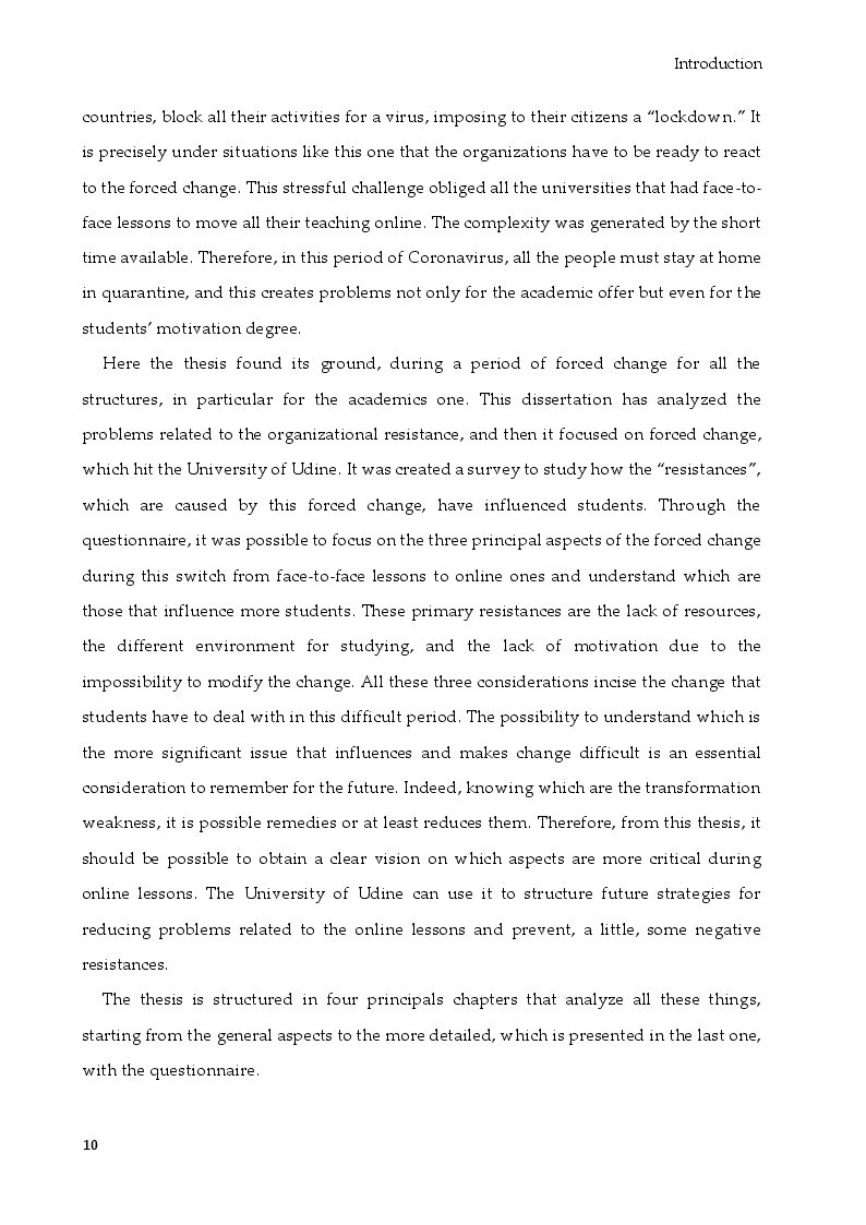 Anteprima della tesi: Organizational Change during crises. The transition to E-learning at the university of Udine during the COVID 19 emergency, Pagina 3