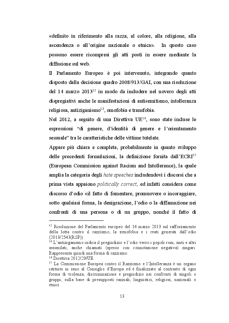 Anteprima della tesi: Hate Speech e Diritto Penale, Pagina 10