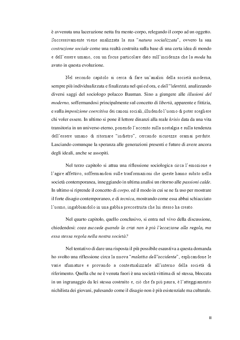 Anteprima della tesi: Break your (black) mirror. L’evoluzione del corpo nella società liquida. Aumento dell’incidenza dei DCA in età evolutiva, Pagina 3