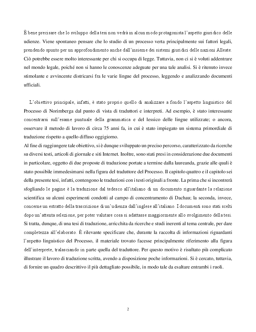 Anteprima della tesi: Interpreti e traduttori al Processo di Norimberga: analisi tecnico-linguistica delle principali problematiche sulla base di due proposte di traduzione, Pagina 3