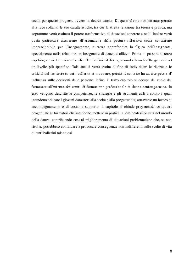 Anteprima della tesi: L'inserimento dei giovani ballerini nel mondo del lavoro. La Ricerca-Azione all'interno dei centri di formazione professionale per danzatori, Pagina 3