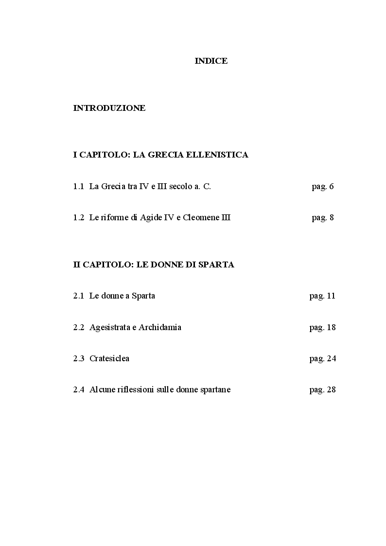 Indice della tesi: Le regine ellenistiche: esempi di donne straordinarie, Pagina 1