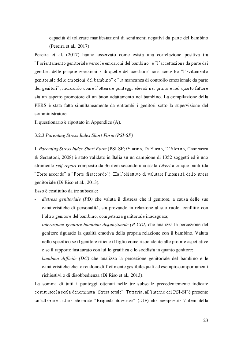 Anteprima della tesi: Il periodo post-adottivo: uno studio trasversale sui costrutti di Emotività Espressa, regolazione emotiva, stress genitoriale, percezione di sintomi internalizzanti ed esternalizzanti e consapevolezza delle paure del bambino nelle coppie genitoriali, Pagina 6