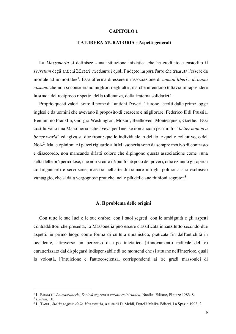 Anteprima della tesi: Il fenomeno della Massoneria e la sua condanna da parte della Chiesa Cattolica, Pagina 5