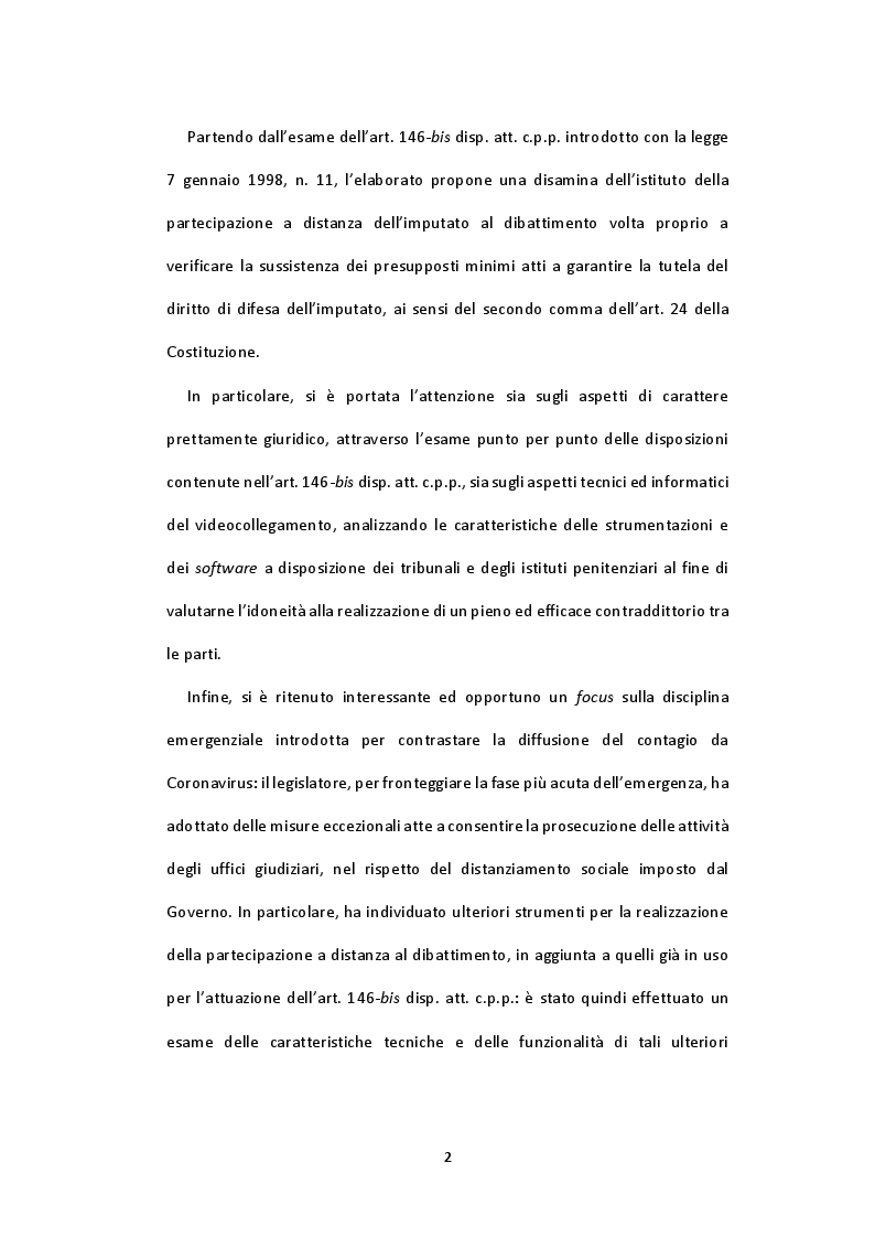 Anteprima della tesi: Aspetti tecnici e giuridici della partecipazione a distanza al dibattimento, Pagina 3