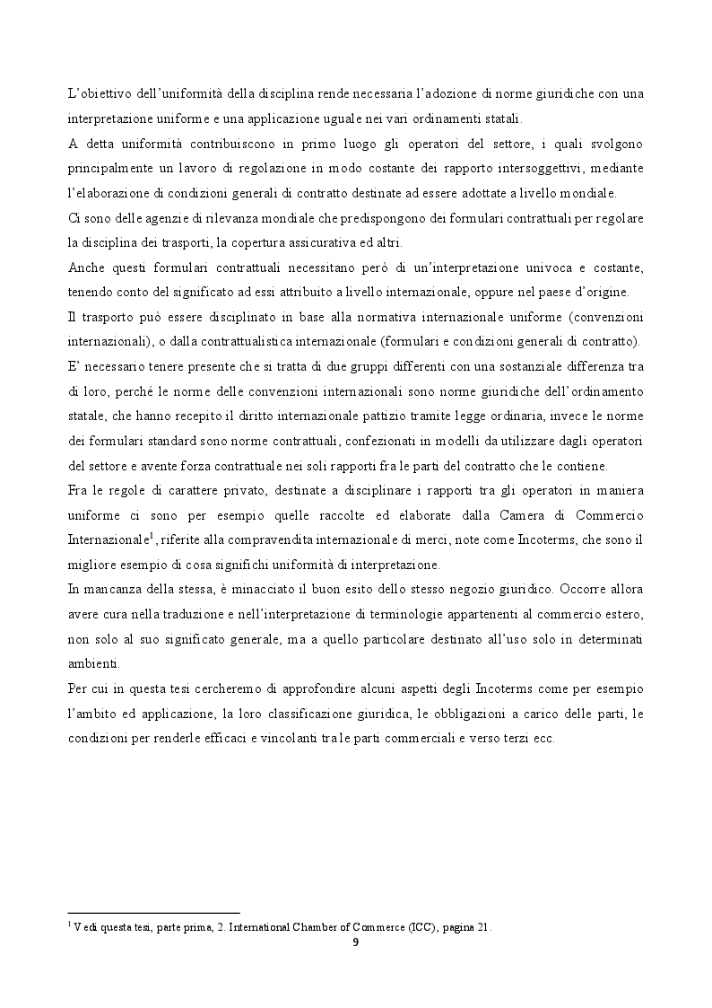 Anteprima della tesi: Iconterms - Applicazione e conseguenze risultanti dall'inserimento delle regole commerciali internazionali nella contrattualistica, Pagina 4