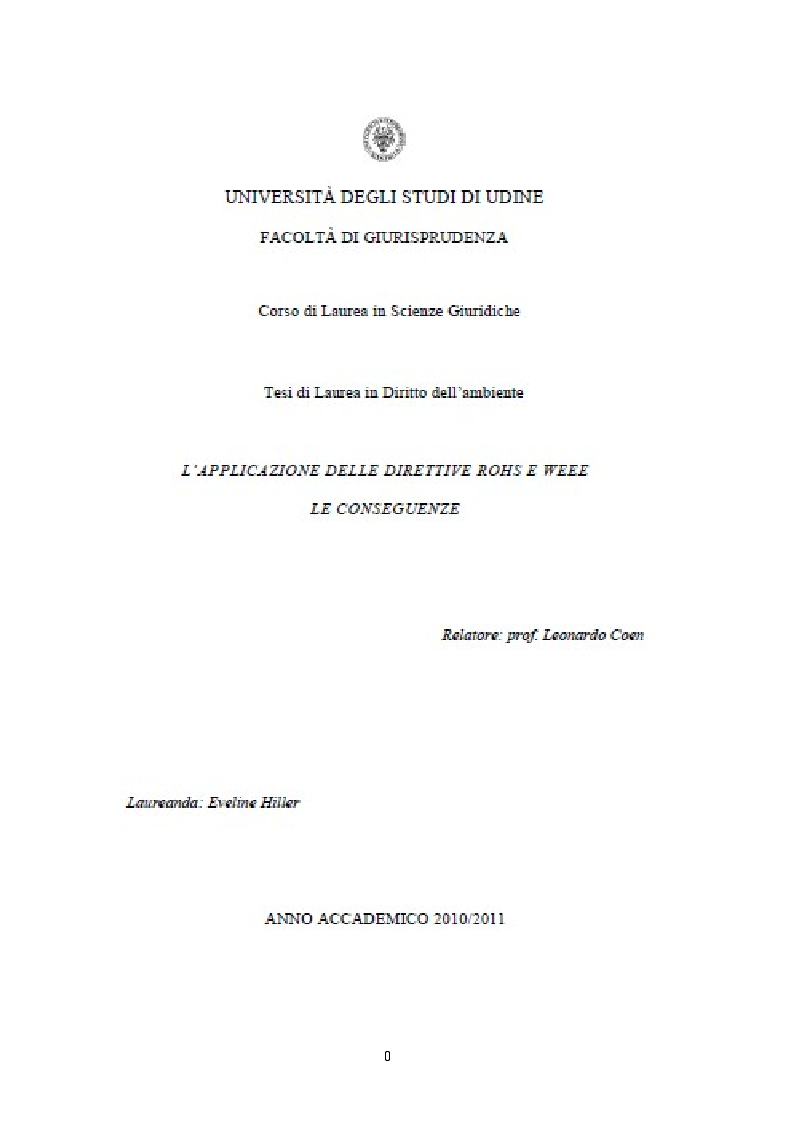 Anteprima della tesi: L'applicazione delle direttive ROHS e WEEE - le conseguenze, Pagina 1