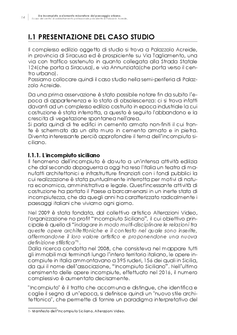 Anteprima della tesi: Da incompiuto a elemento misuratore del paesaggio urbano. Il caso del centro di addestramento professionale polivalente di Palazzolo Acreide., Pagina 6