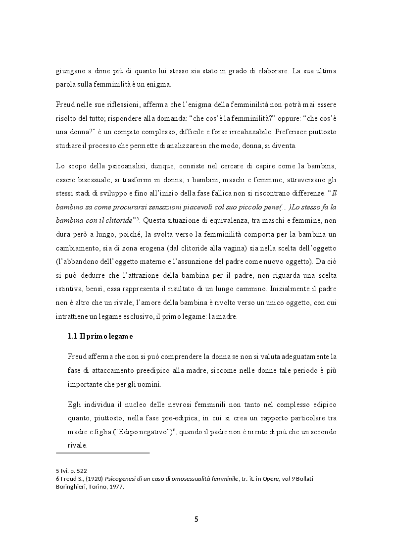 Anteprima della tesi: La questione femminile: lo sviluppo del concetto psicoanalitico di femminilità tra Freud, Lacan e Irigaray, Pagina 4