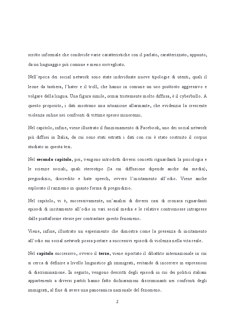 Anteprima della tesi: Stereotipi e Pregiudizi nel Linguaggio dei Social Media: Studio di un Corpus sull'Immigrazione, Pagina 3