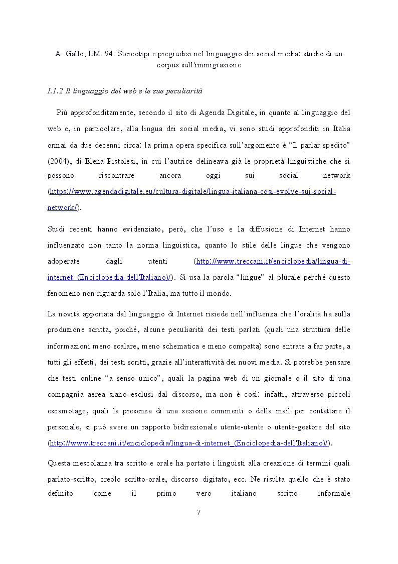 Anteprima della tesi: Stereotipi e Pregiudizi nel Linguaggio dei Social Media: Studio di un Corpus sull'Immigrazione, Pagina 8