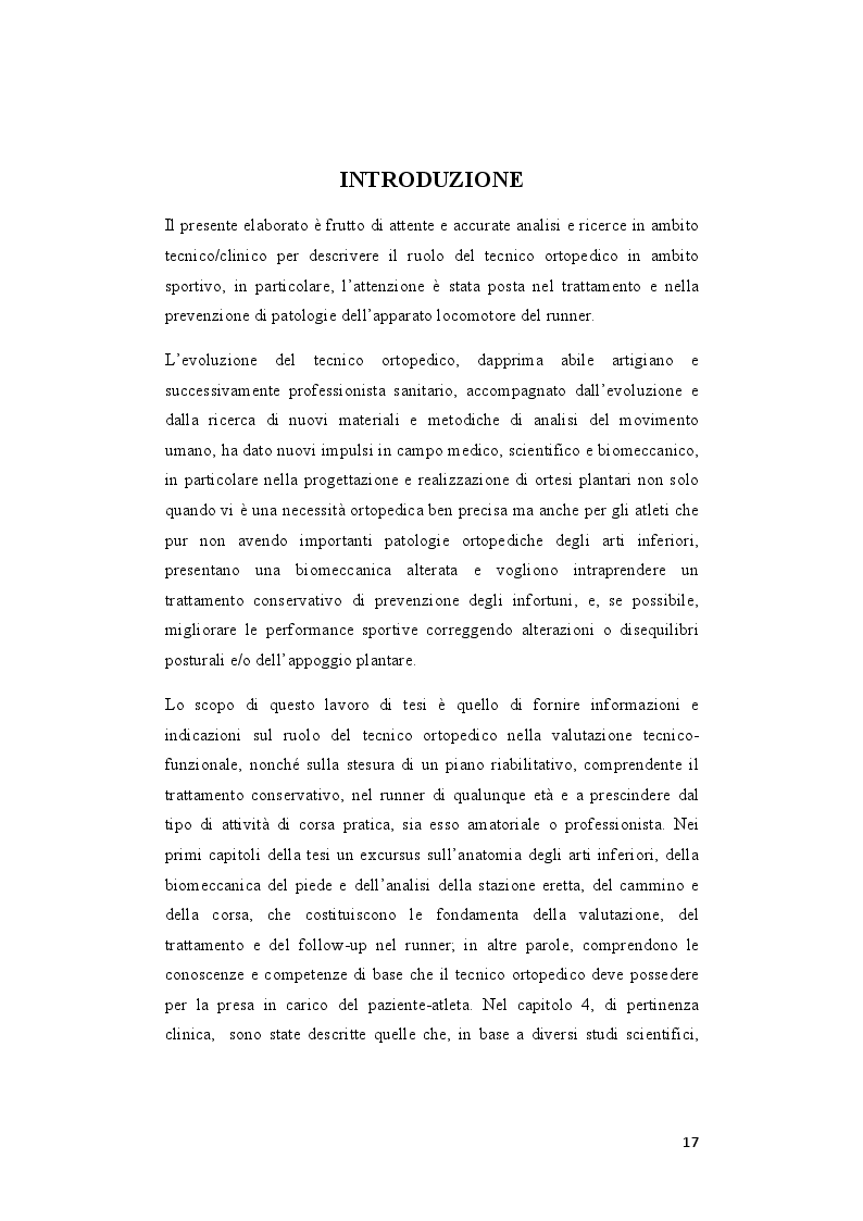Anteprima della tesi: Il ruolo del tecnico ortopedico nella progettazione, applicazione e follow-up nel trattamento conservativo, ortesico e riabilitativo del runner, Pagina 3