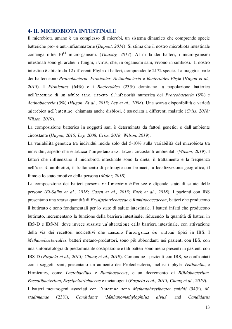 Estratto dalla tesi: Sindrome del Colon Irritabile e l'importanza della dieta