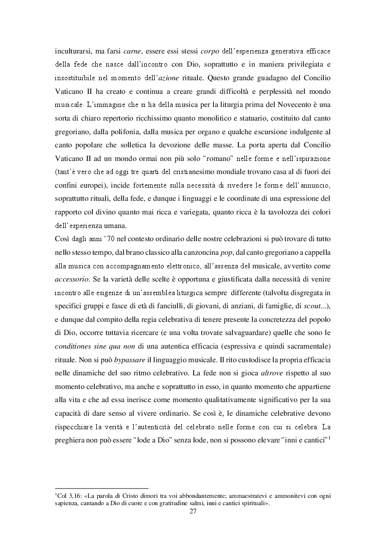 Anteprima della tesi: La pragmatica musicale nella comunicazione liturgica dopo il Concilio Vaticano II. Cum musica fit sacra., Pagina 3