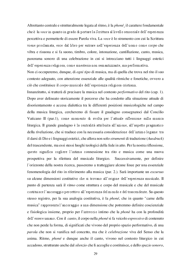 Anteprima della tesi: La pragmatica musicale nella comunicazione liturgica dopo il Concilio Vaticano II. Cum musica fit sacra., Pagina 5