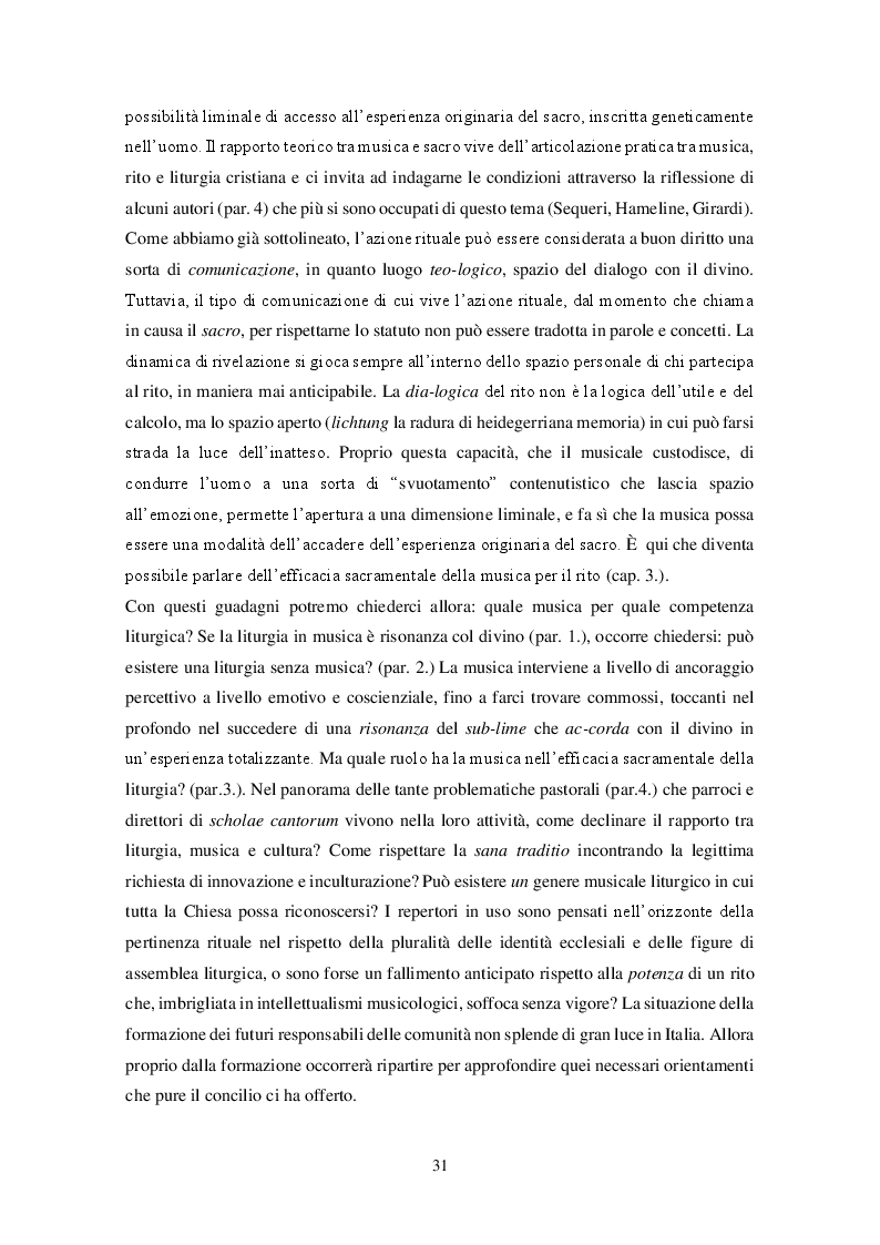 Anteprima della tesi: La pragmatica musicale nella comunicazione liturgica dopo il Concilio Vaticano II. Cum musica fit sacra., Pagina 7