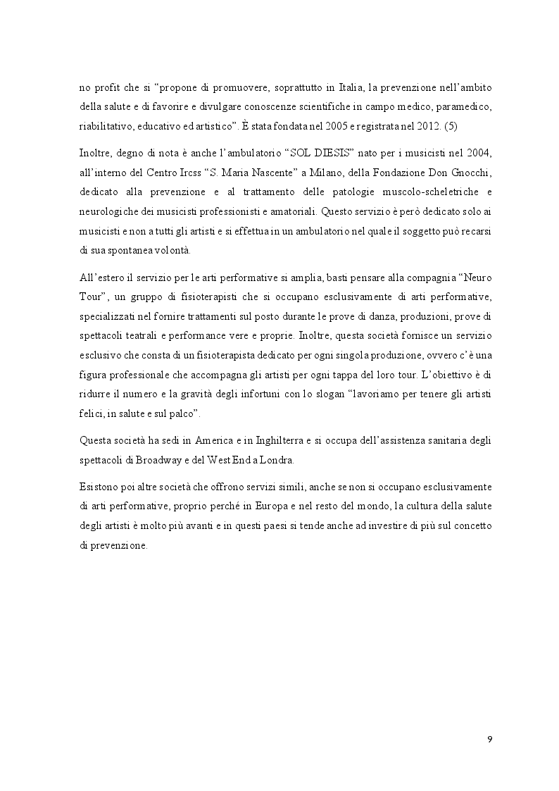 Anteprima della tesi: ''RIABILITAZIONE OLTRE IL SIPARIO'': idea di business per la prevenzione e la gestione degli infortuni nel settore delle arti performative, Pagina 8