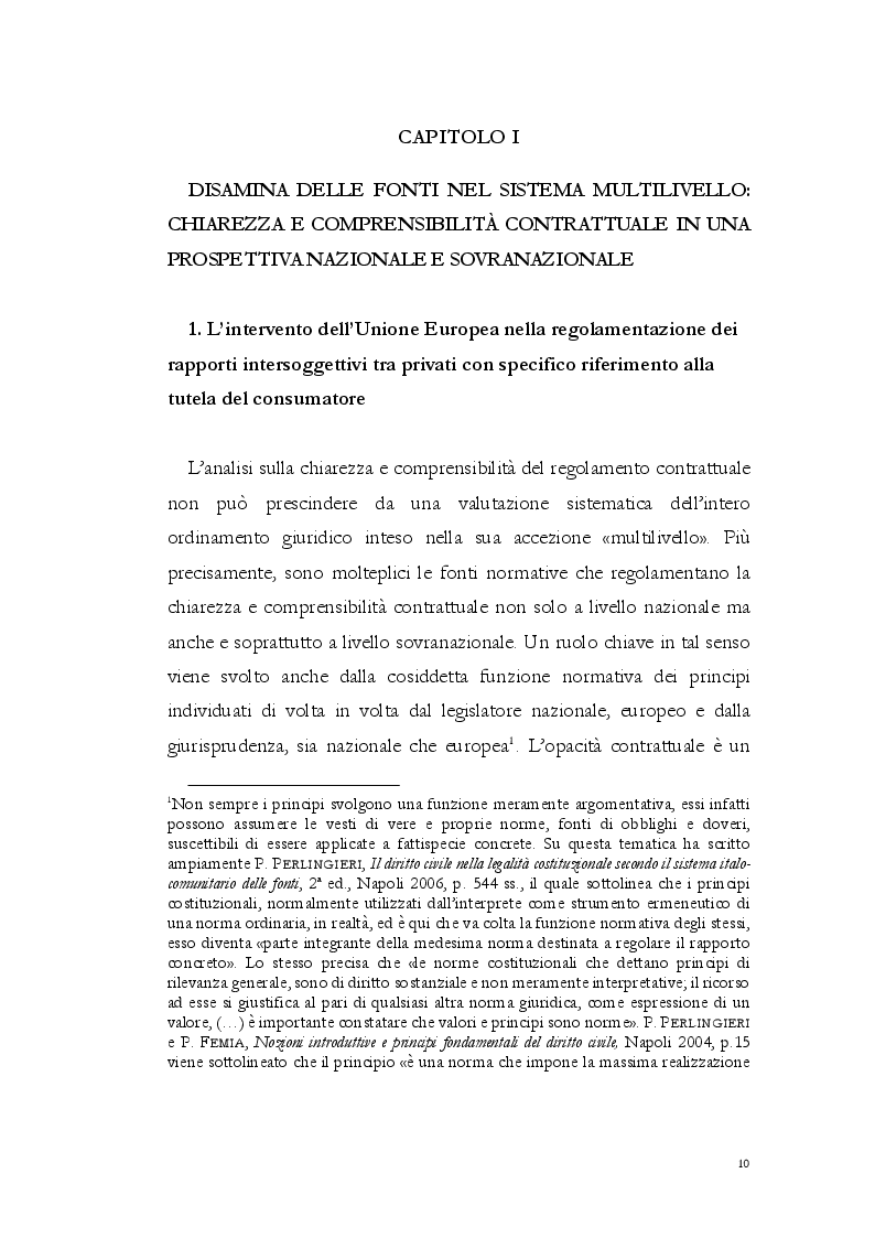 Anteprima della tesi: Chiarezza e comprensibilità delle clausole contrattuali: trasparenza e funzione normativa dei principi, Pagina 7