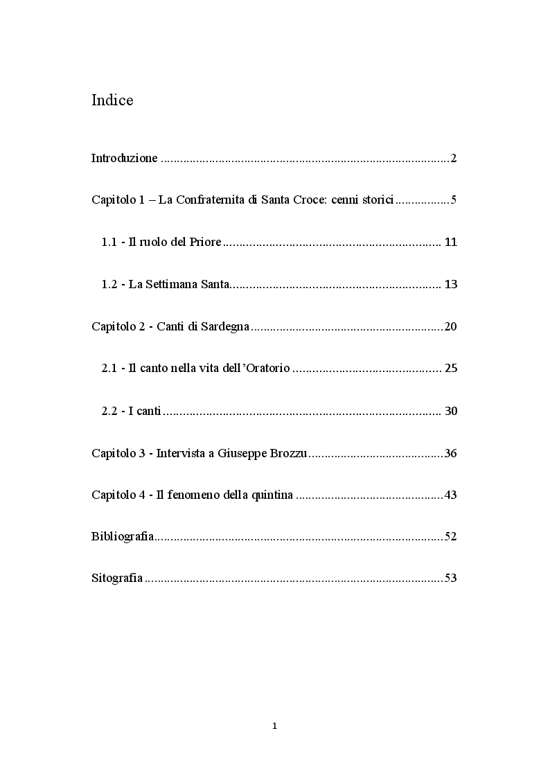 Indice della tesi: La quinta voce, una tradizione castellanese, Pagina 1