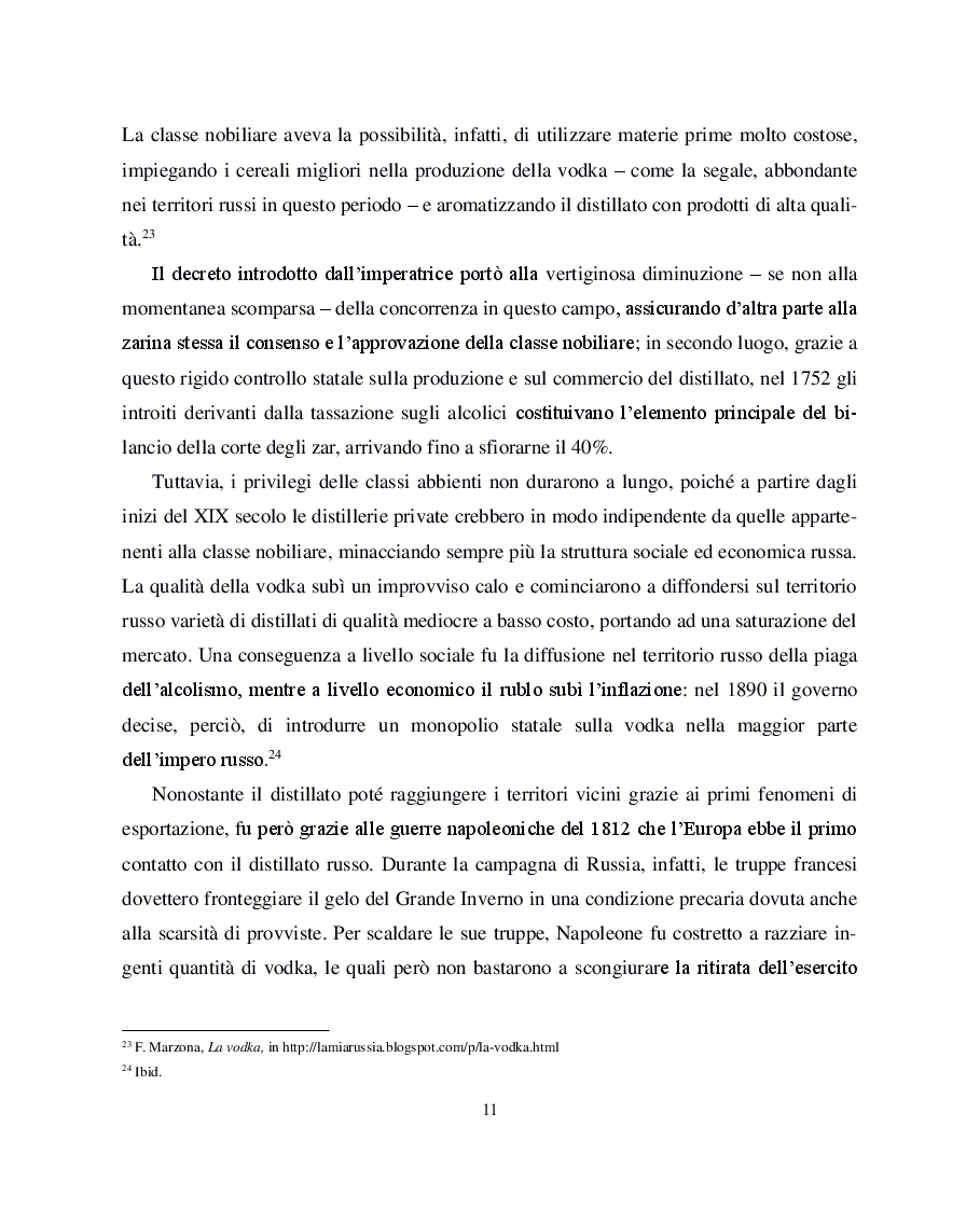 Estratto dalla tesi: La vodka russa tra storia e narrazione