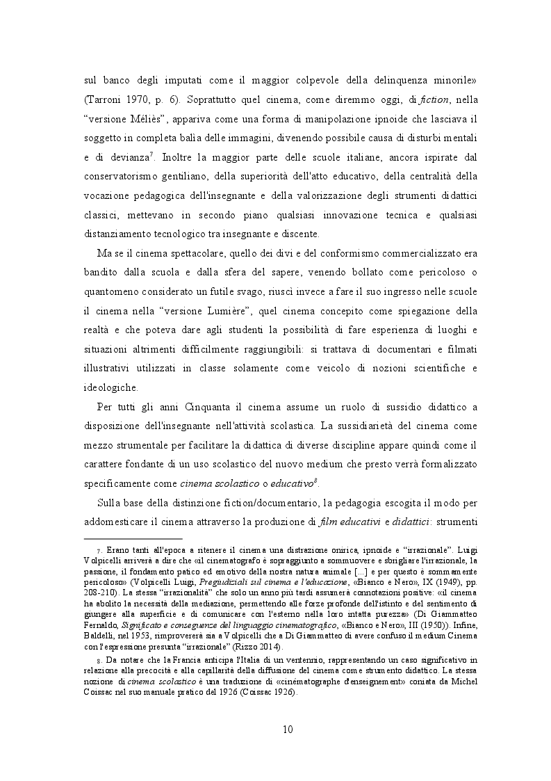 Anteprima della tesi: Cinema per la scuola. Linee guida per una progettazione didattica efficace, Pagina 5