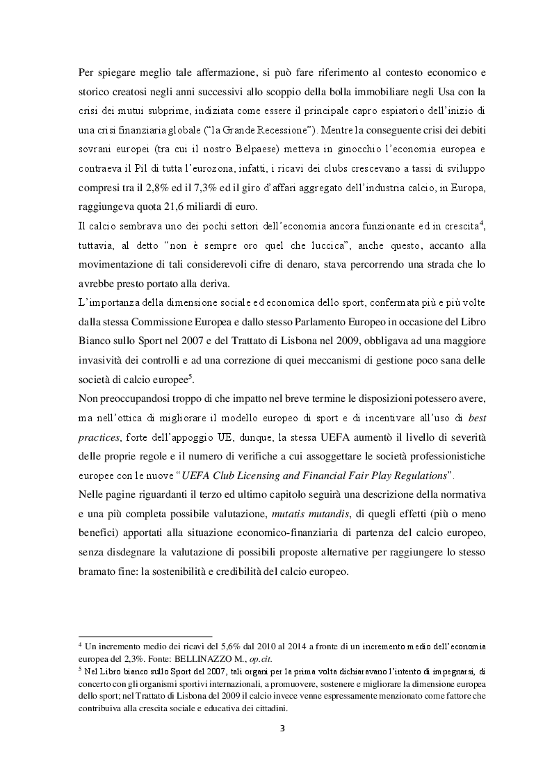 Anteprima della tesi: La disciplina del bilancio di esercizio delle società di calcio e la normativa UEFA “Financial Fair Play”: alla ricerca di un equilibrio finanziario sostenibile., Pagina 4