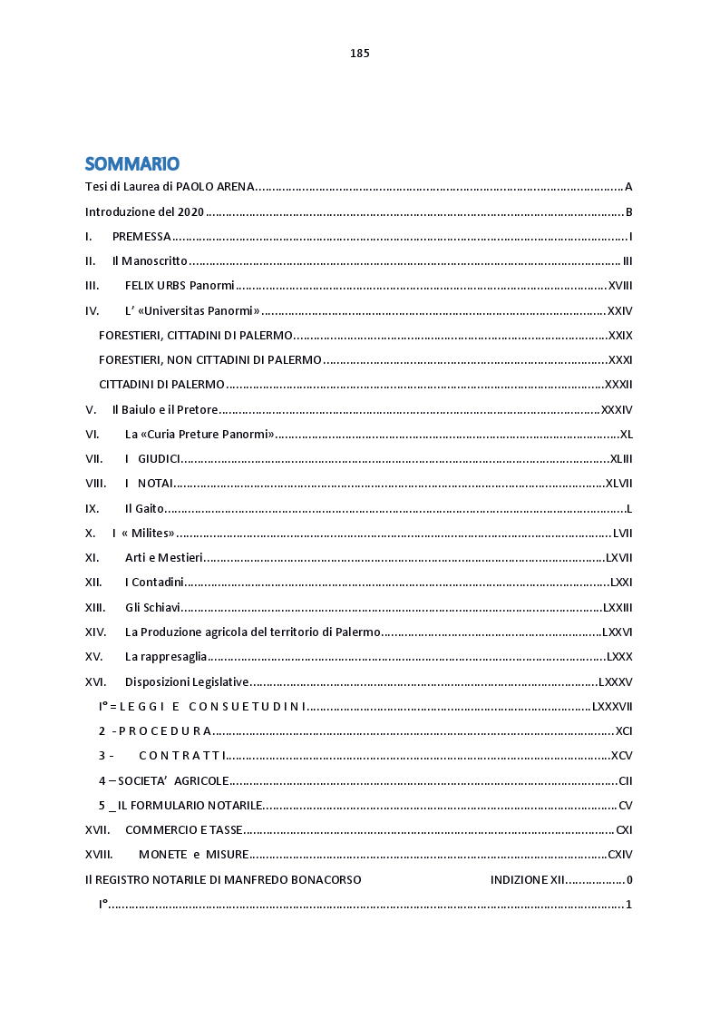 Indice della tesi: Il registro notarile di Manfredo Bonacorso, Pagina 1