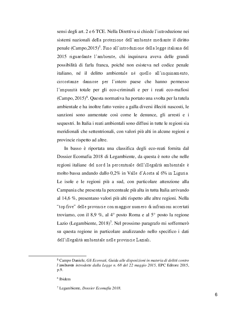 Anteprima della tesi: Eco Reati: Il caso della Frigo Valley nella Regione Lazio, Pagina 5