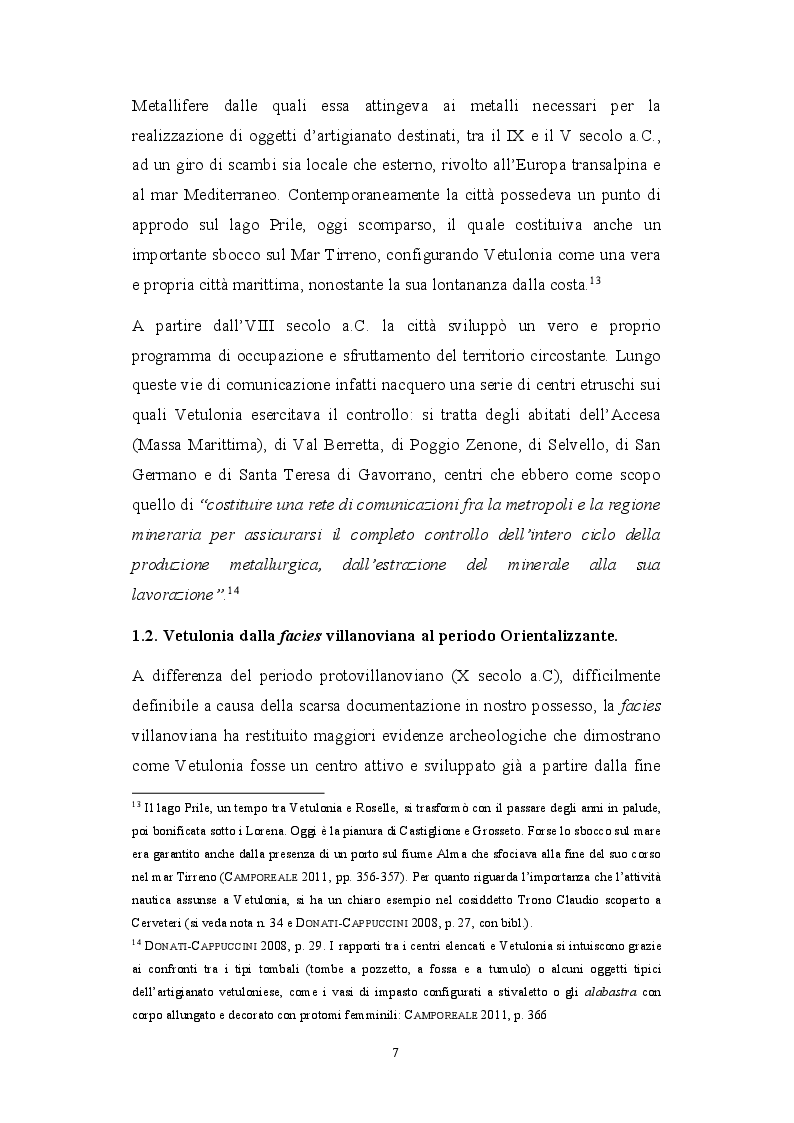 Anteprima della tesi: Le oreficerie di Vetulonia tra il tardo villanoviano e il periodo Orientalizzante, Pagina 8