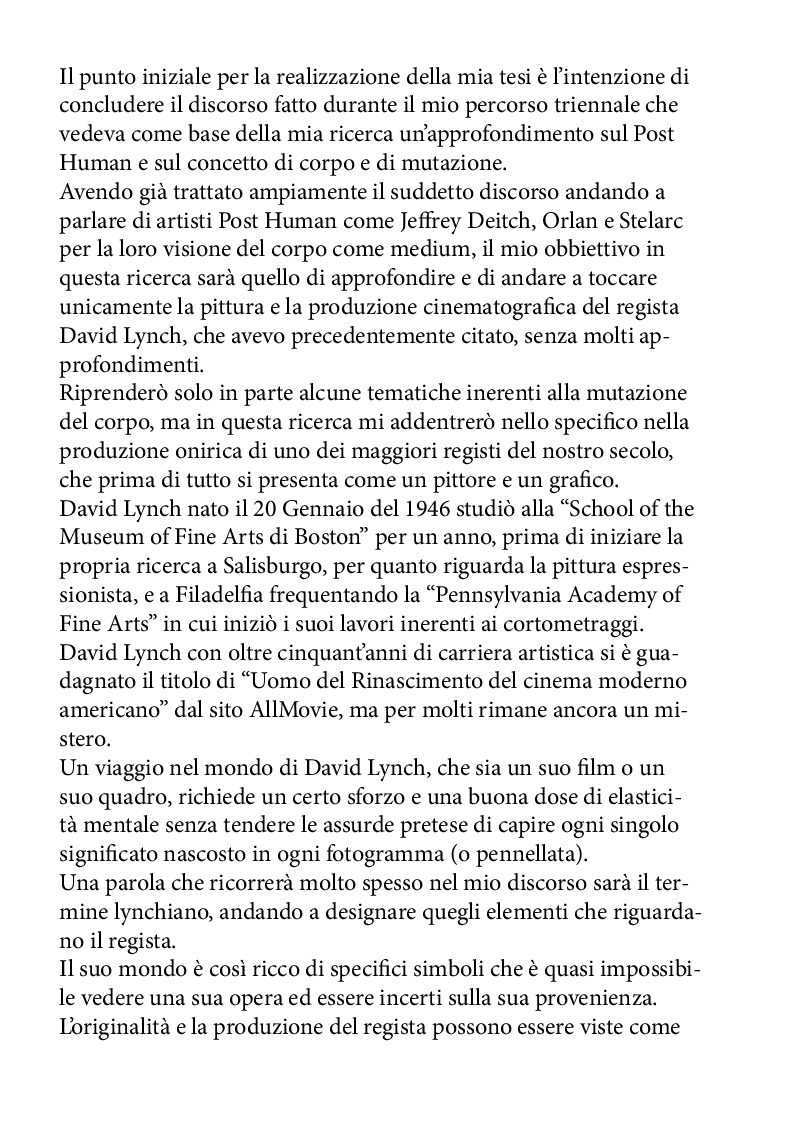 Anteprima della tesi: I registi non sono quello che sembrano: Viaggio onirico nel mondo del cinema lynchiano, Pagina 3