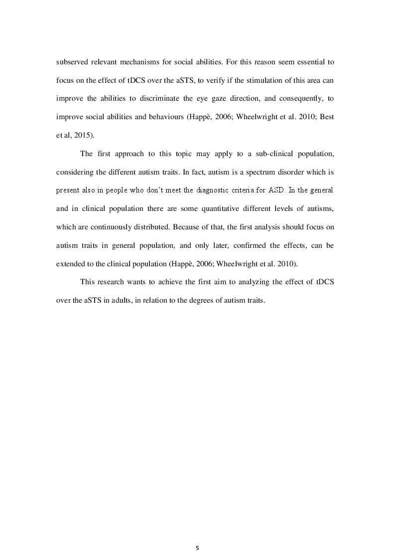 Anteprima della tesi: The Effect of Transcranial Direct-Current Stimulation of Right Anterior Superior Temporal Sulcus in Adults Related to Autism Traits, Pagina 4