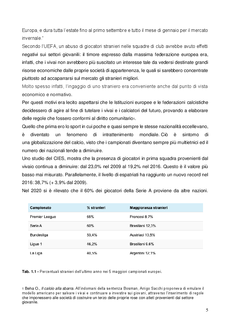 Anteprima della tesi: Analisi del percorso sportivo dei giovani calciatori della categoria U17 delle società di serie A, Pagina 4