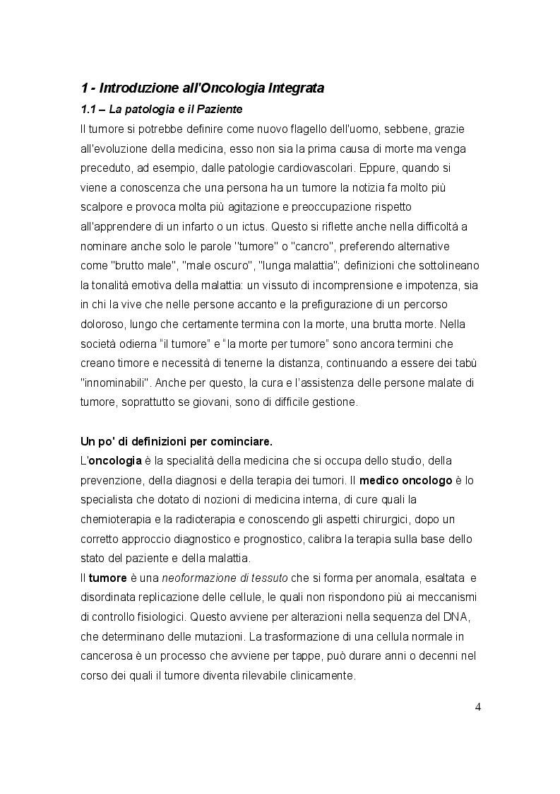 Anteprima della tesi: L'ERBORISTA LAUREATO IN ONCOLOGIA INTEGRATA - La figura dell'Erborista e l'utilizzo della Fitoterapia come terapia complementare e di sostegno nel paziente oncologico, Pagina 3