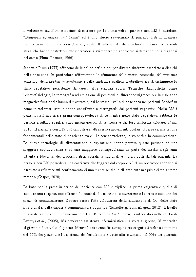 Anteprima della tesi: Saper ascoltare il silenzio: gli interventi infermieristici alla persona con Locked-in Syndrome, Pagina 3