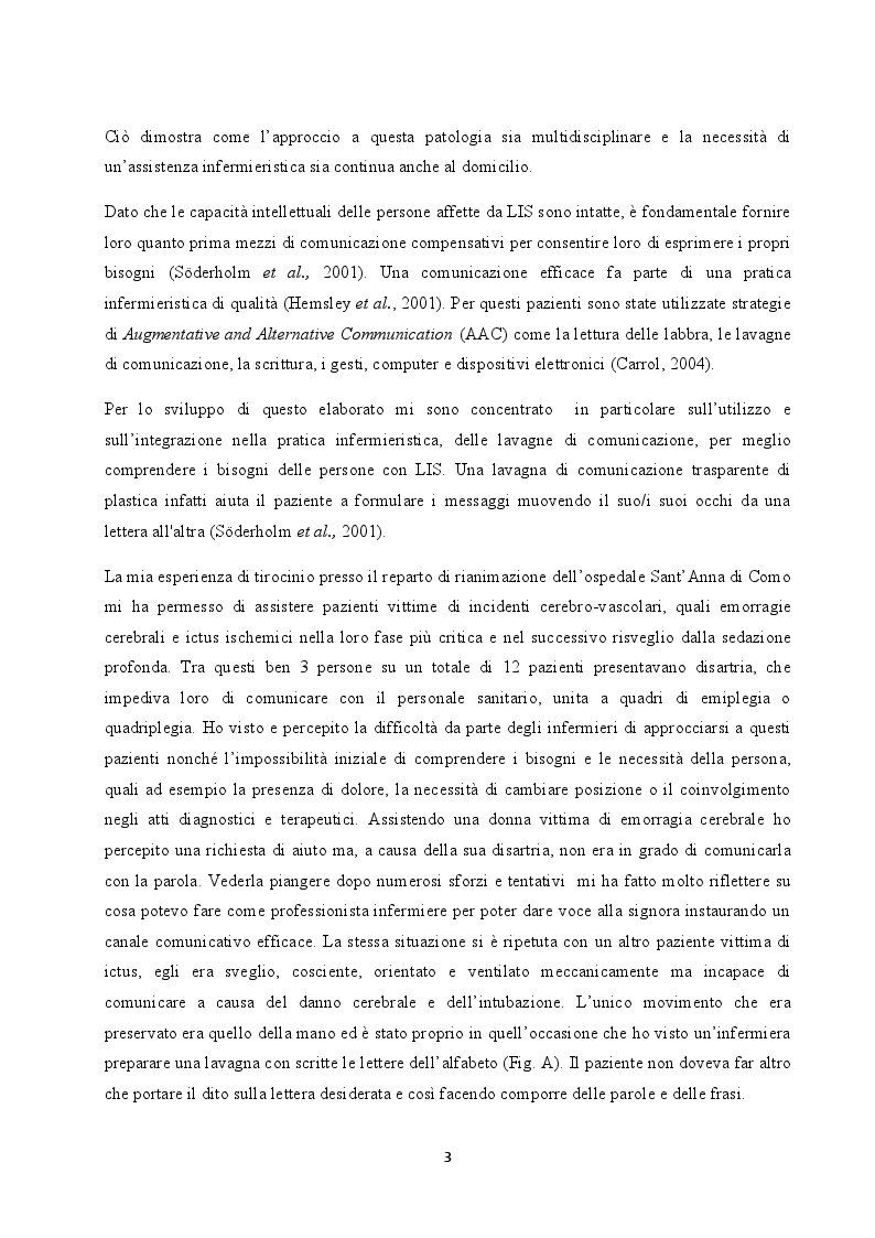 Anteprima della tesi: Saper ascoltare il silenzio: gli interventi infermieristici alla persona con Locked-in Syndrome, Pagina 4