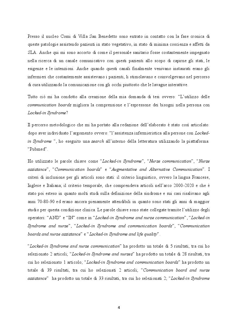 Anteprima della tesi: Saper ascoltare il silenzio: gli interventi infermieristici alla persona con Locked-in Syndrome, Pagina 5