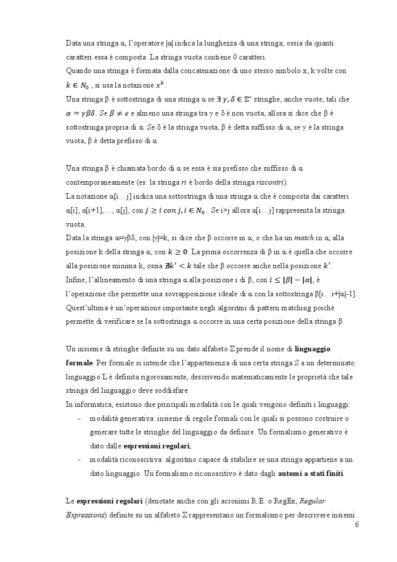 Anteprima della tesi: Implementazione in JAVA di un algoritmo di String Matching - Algoritmo di Aho e Corasick, Pagina 3