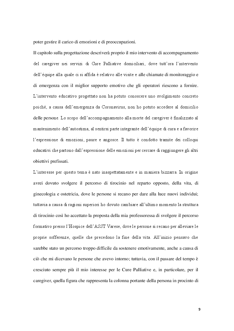 Anteprima della tesi: L'Educatore Professionale in ospedale: accompagnamento alla morte del caregiver nel servizio di cure palliative domiciliari, Pagina 6