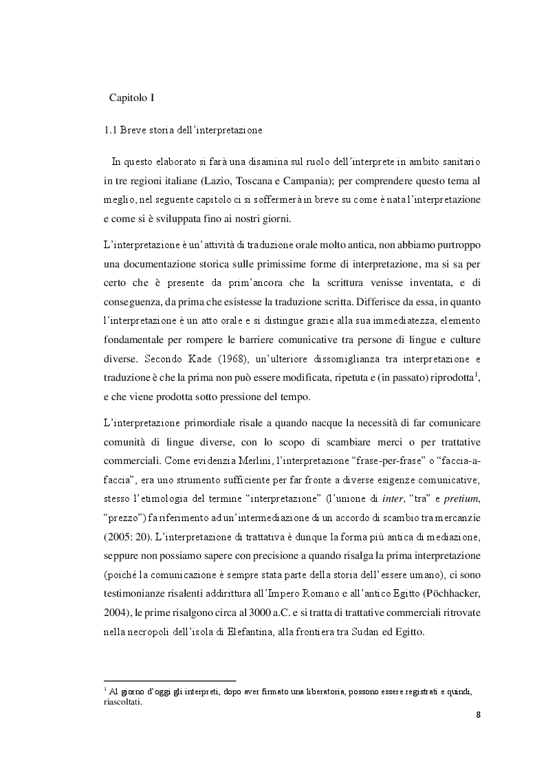 Anteprima della tesi: Interprete sanitario in Italia: esiste questa figura? Breve disamina in alcune regioni italiane, Pagina 4