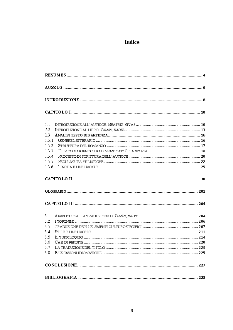 Indice della tesi: Jamás, nadie di Beatriz Rivas: una proposta di traduzione, Pagina 1