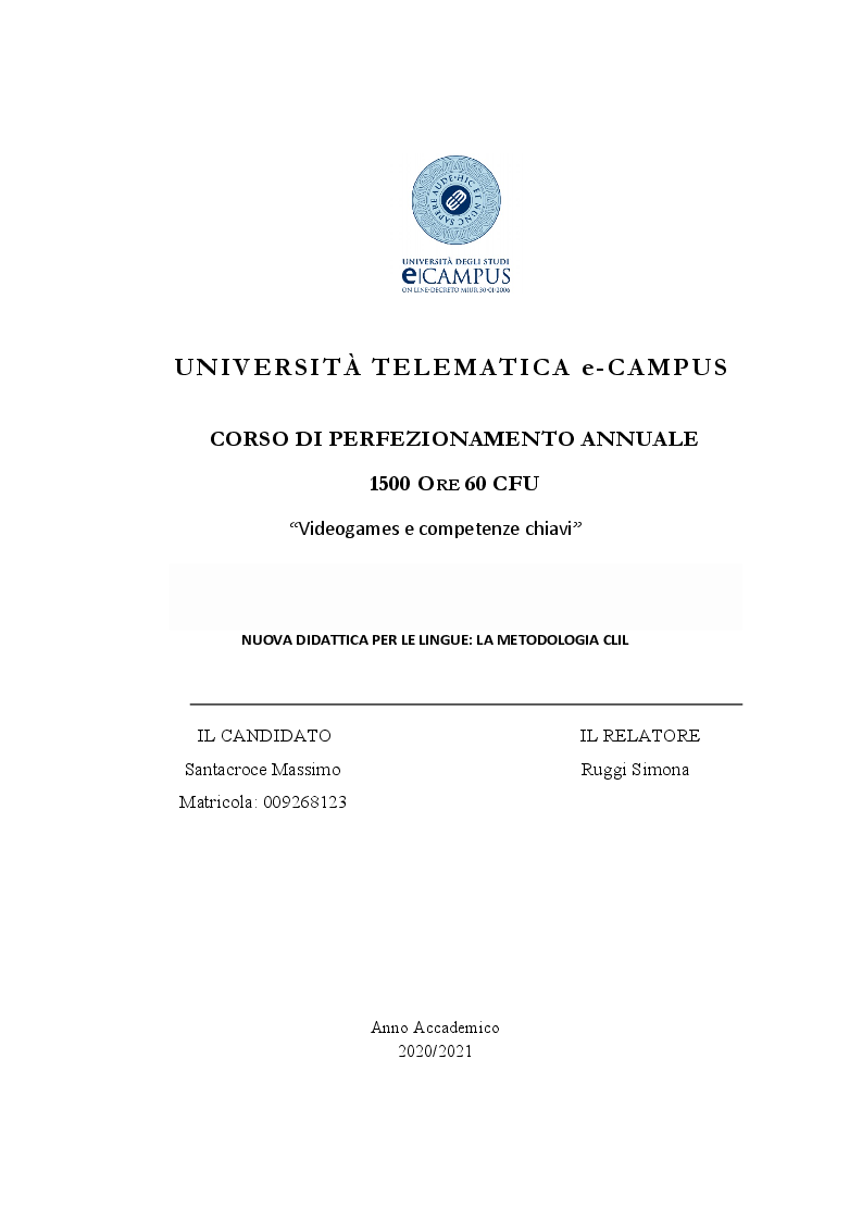Anteprima della tesi: Videogames e competenze chiavi, Pagina 1