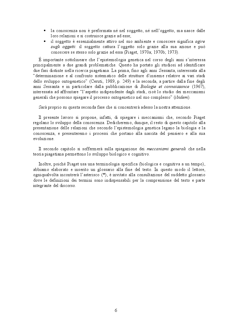 Anteprima della tesi: Adattamento bilogico e adattamento cognitivo nella teoria di Jean Piaget, Pagina 3