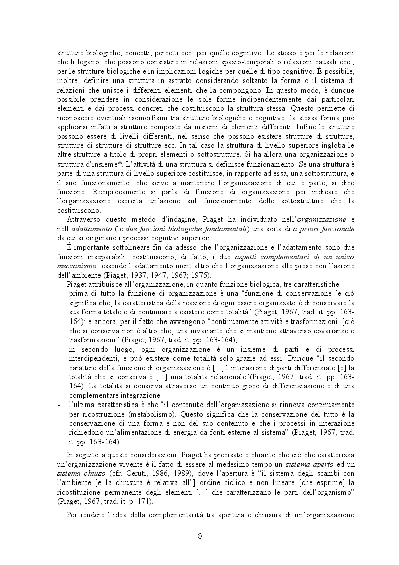 Anteprima della tesi: Adattamento bilogico e adattamento cognitivo nella teoria di Jean Piaget, Pagina 5